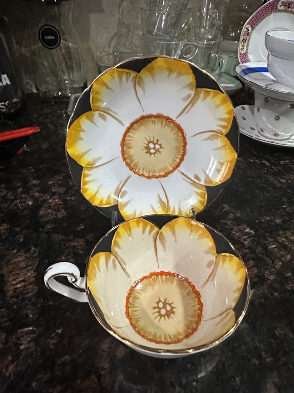 Beautiful Victoria Crown C&E Bone China England Jonquil Tea cup and Saucer,